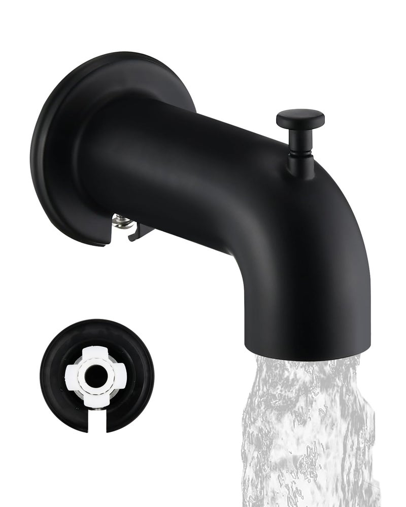 LOCALAND Slip-On Extra Long Tub Spout with Diverter, 1/2 Inch Slip Fit Connection,Matte Black - Image 1